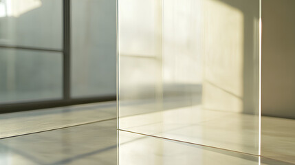 Poster - See-through plastic or acrylic panel.  Crystal clear glass sheet.  Realistic reflection and glare on a transparent surface, ideal for mockups and design projects.  