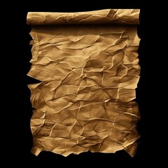 Aufkleber - Aged, crumpled parchment scroll, isolated on black background.  Perfect for aged texture