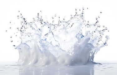 Poster - Splashing Water against White Background Creating Dynamic Liquid Motion and Texture Effect in Modern Artistic Photography