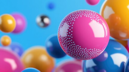 Fototapete - Futuristic pop art pattern with shiny gradient spheres and vibrant dotted design