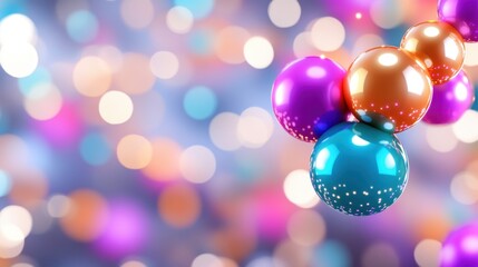 Fototapete - Glossy dot pattern background with 3D sphere effects in a colorful abstract style