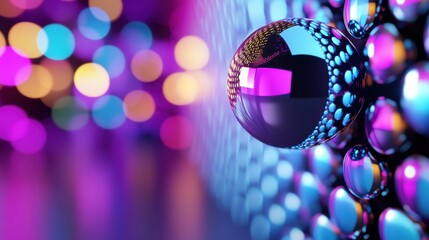 Fototapete - Glossy dot pattern background with 3D sphere effects in a colorful abstract style