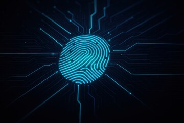 Poster - Digital Fingerprint Technology with Circuit Background for Cybersecurity Concepts and Identity Verification