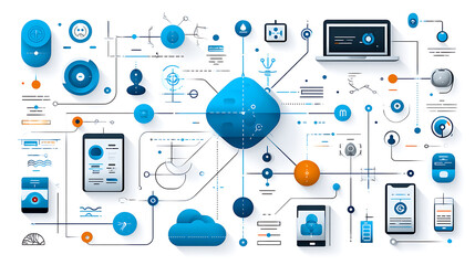 Poster - Digital transformation strategies online infographic tech environment aerial view innovation concepts
