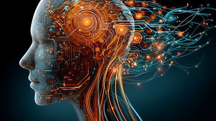 Poster - Exploring ai and human connection in technology art digital realm abstract visualization futuristic concept