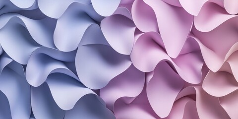 Poster - Abstract Lavender And Pastel Pink Paper Carved Background With Smooth Wave Patterns, Layered Design