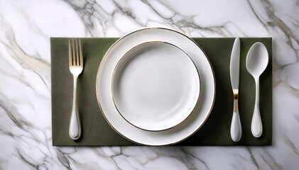 Poster - Gen AI eco natural materials table setting, clay ceramic plates and cutlery, set table