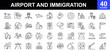 © mi-vector - Airport and immigration icon set. Contains such icons as visa, passport, migrant, customs officer, border crossing, airport, aerodrome, pilot, tickets, information desk and more