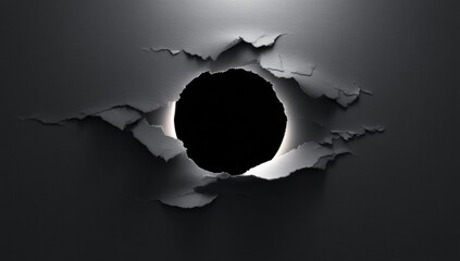 Aufkleber - Torn Gray Paper Revealing Darkness, Symbolizing Breakthroughs and New Possibilities for Business Innovation and Creative Inspiration : Generative AI