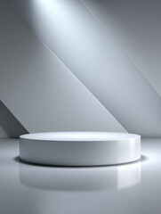 Aufkleber - Minimalist White Podium Against Geometric Background, Ideal for Product Showcase and Modern Presentation : Generative AI
