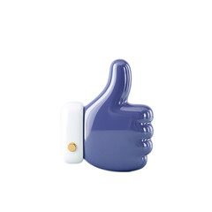 Poster - 3D Render of a Purple Thumbs Up Hand Gesture Icon Perfect for Social Media Positive Feedback Approval Concept