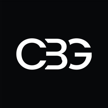 The image shows a flat monogram logo design of an initial letter CBG in white color that looks clean and sharp on a black background