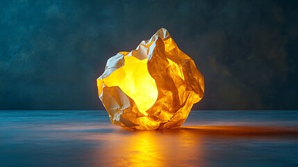 Poster - Illuminated crumpled paper orb creating a sense of mystery and artistic expression