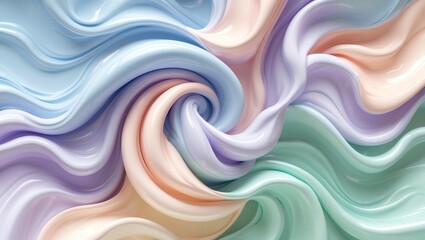 Poster - Swirling Pastel Color Abstract Background with Smooth Wavy Texture