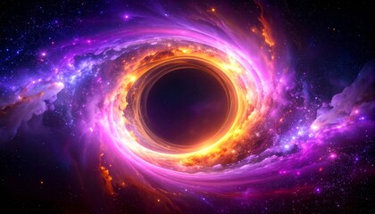 Wall Mural - pink, purple and orange cosmic light in a circular orbit.