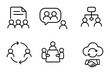 © Влада Яковенко - Communication and meetings outline icons set – linear, flat, teamwork and collaboration symbols