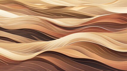 Poster - Abstract Brown Waves Design with Subtle Lines for Background or Texture