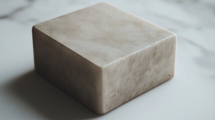 Poster - Light beige cube on marble surface