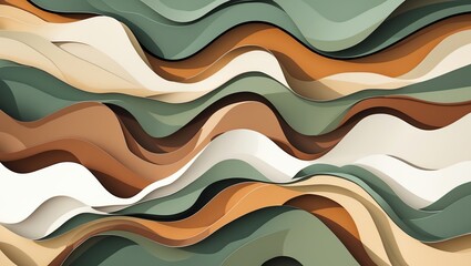 Poster - Abstract Wavy Layers in Earth Tones Creating a Modern Organic Design