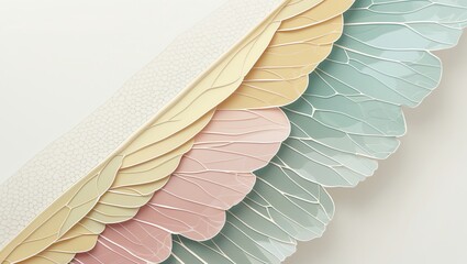 Poster - Pastel Layered Wing Illustration with Delicate Veins and Soft Colors