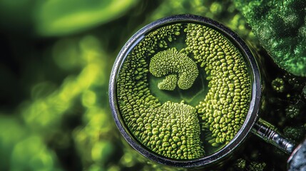 Poster - Magnified View of Cyanobacteria in Water Droplet, Showcasing Rich Green Colors and Intricate Details in Aquatic Environment