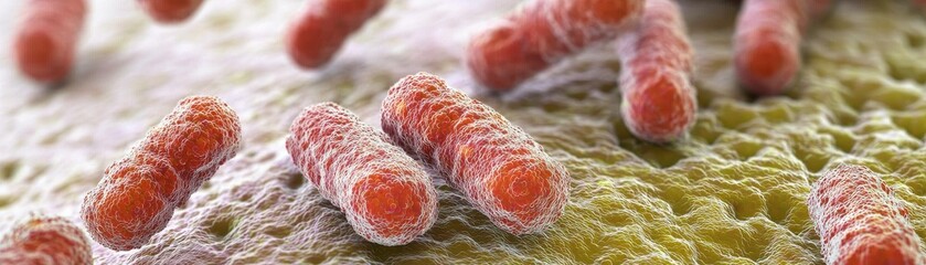 Poster - Detailed Concept Illustration of the Invisible War Between Bacteria and Immune Cells in Microscopic Environment
