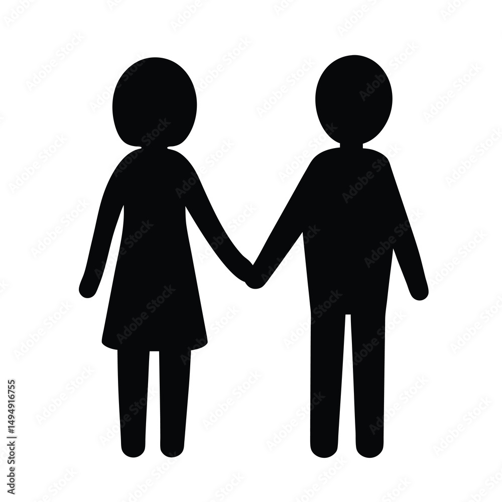 Pictogram illustration of a couple holding hands, a symbol of affection
