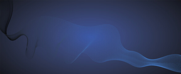 Poster - abstract blue background with lines, Thin line wavy abstract vector background. Curve wave seamless pattern design. Vector digital art banner
