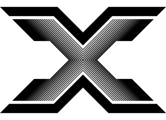 Poster - Vector pattern of thin parallel lines in the form of the letter X. The basis for modern advertising, covers, posters, flyers. Vector design element. Sports Pattern black on white background