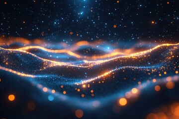 Poster - Vibrant waves of light and color create a stunning display of cosmic energy at night