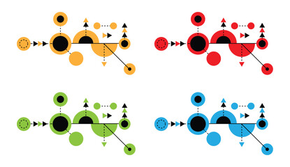 Poster - Abstract Modern Graphic Design Different Colors Set. Hi tech illustration elements and resources vector art