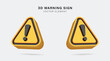 © kingkai - 3d Vector of Yellow warning sign collection set with Exclamation mark concept for web, ux ui template