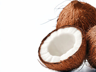 Poster - Coconut brown shell white flesh tropical fruit isolated closeup freshness healthy food