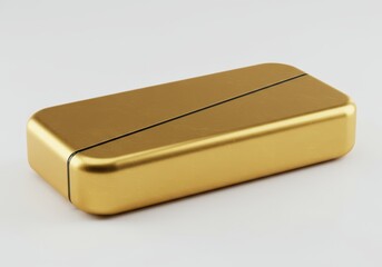 Poster - 3D Illustration of Golden rectangular box isolated on white background, studio shot