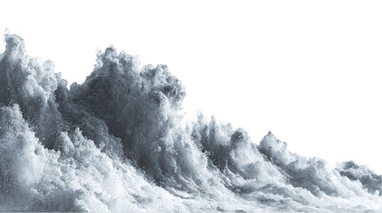 Poster - Abstract white foam texture background dramatic ocean wave design element grey white frothy water splashing realistic 3d render digital art graphic design image texture on transparent background sea
