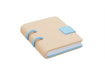 Poster - 3D Illustration of Closed notebook with light brown cover isolated on white background