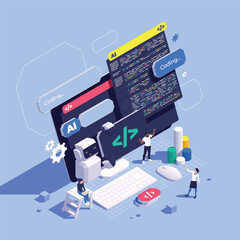 isometric ai tools software background