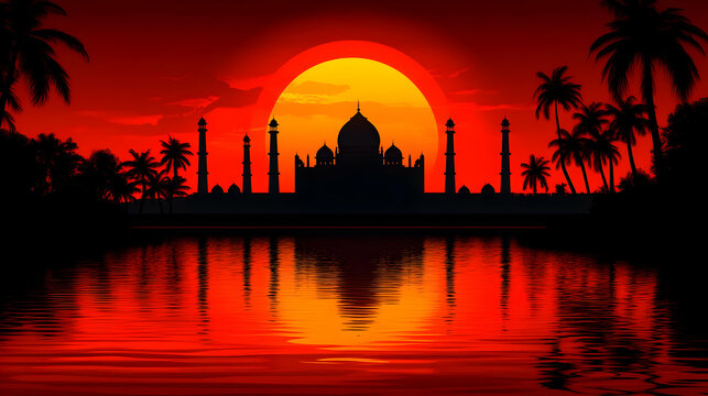 Eid-ul-adha and eid-ul-fitr mubarak and islamic greeting card