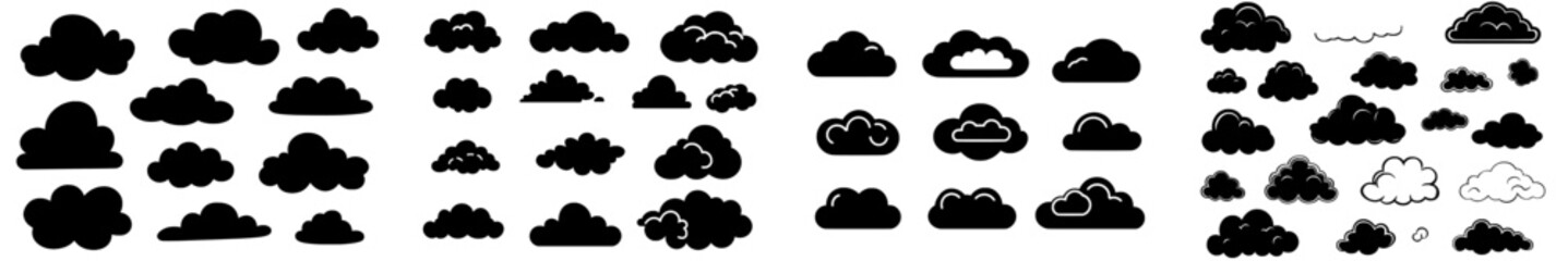 Poster - silhouette of a set of clouds, with clouds isolated on a white background