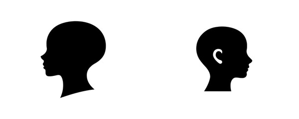Poster - male person silhouette portrait icon man face profile human boy head shape side view sign symbol bla