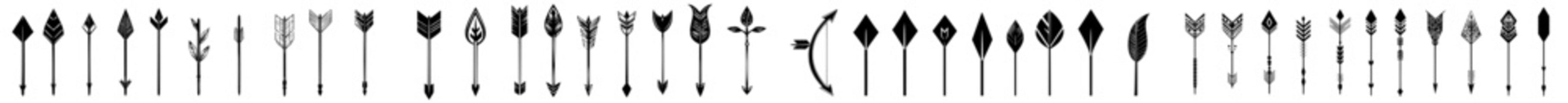 Poster - modern curved arrow icons and symbols are collected in a set