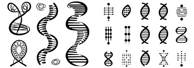 Poster - a collection of dna icons represents life, gene models, bio codes, genetics molecules, and medical s