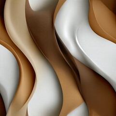 Poster - Soft lines and gentle curves create a harmonious blend of brown and beige tones, fostering an elegant and sophisticated atmosphere SEAMLESS PATTERN