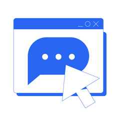 Fototapete - Online messaging line onboarding ui illustration. Chat browser window with cursor click. Customer support. Forum, remote communication outline 2D concept isolated. Ink linear metaphor vector art