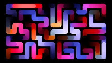 abstract background of colorful neon maze, modern flat labyrinth wallpaper, multicolored gradient geometric stripes