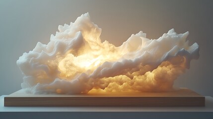 Poster - Abstract illuminated cloud sculpture, evocative of ethereal beauty and luminescence