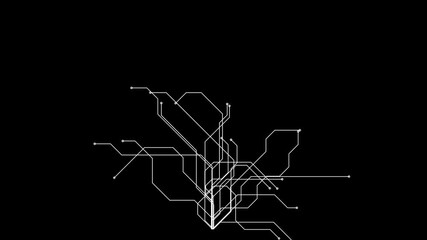 Intricate Geometric Network Design Against Black Background in Minimalist Style