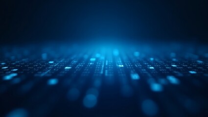 Poster - a mesmerizing digital data landscape in blue tones, representing the vastness of cyberspace.
