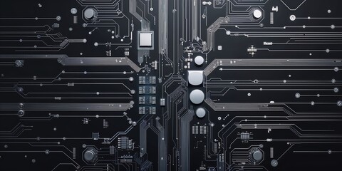 Poster - Intricate circuit board design highlighting electronic components against a dark background