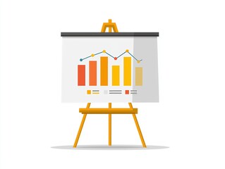 Poster - Flat vector digital chart board on easel, business presentation concept, white background